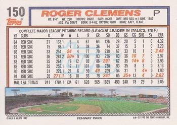 1992 Topps #150 Roger Clemens