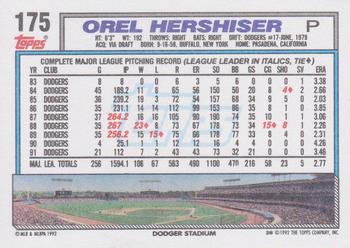 1992 Topps #175 Orel Hershiser