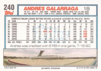 1992 Topps #240 Andres Galarraga