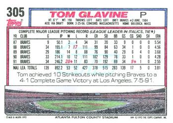 1992 Topps #305 Tom Glavine
