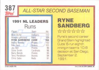 1992 Topps #387 Ryne Sandberg