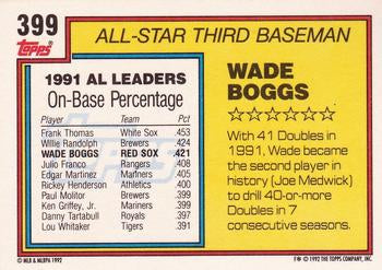 1992 Topps #399 Wade Boggs