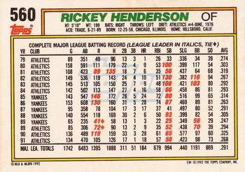 1992 Topps #560 Rickey Henderson