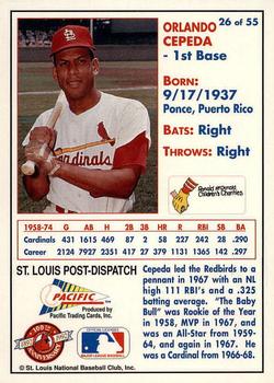 1992 Pacific McDonald's St. Louis Cardinals #26 Orlando Cepeda