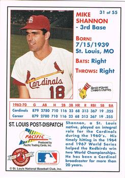 1992 Pacific McDonald's St. Louis Cardinals #31 Mike Shannon