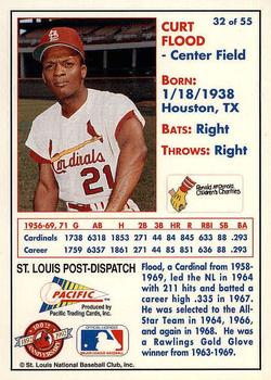 1992 Pacific McDonald's St. Louis Cardinals #32 Curt Flood