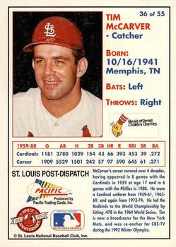 1992 Pacific McDonald's St. Louis Cardinals #36 Tim McCarver