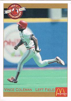 1992 Pacific McDonald's St. Louis Cardinals #42 Vince Coleman