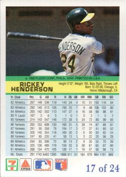 1992 Fleer 7-Eleven/Citgo The Performer #17 Rickey Henderson