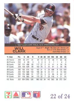 1992 Fleer 7-Eleven/Citgo The Performer #22 Will Clark