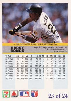 1992 Fleer 7-Eleven/Citgo The Performer #23 Barry Bonds