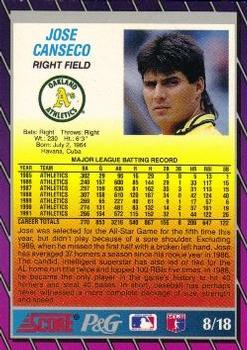 1992 Score Procter & Gamble #8 Jose Canseco