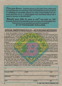 1990 Bowman #NNO Bo Jackson Sweepstakes