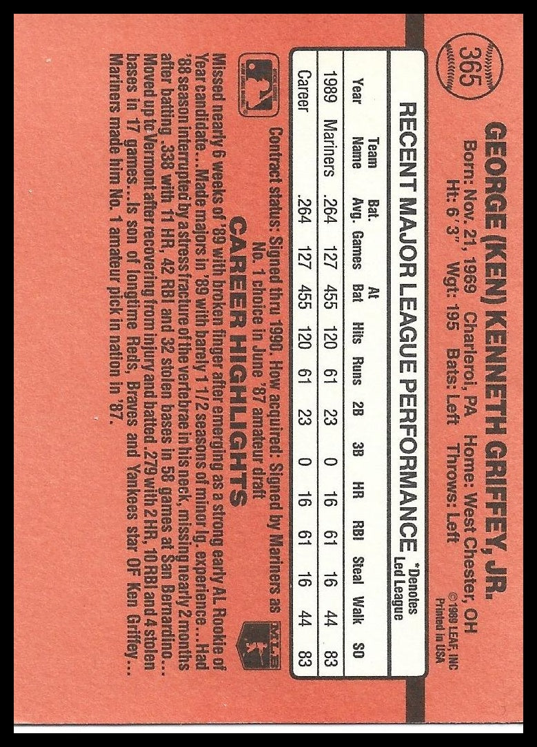1990 Donruss #365 Ken Griffey Jr.