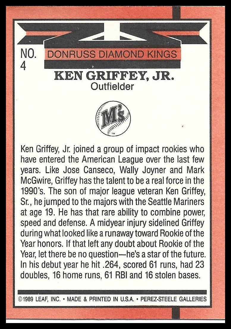 1990 Donruss Baseball #4 Ken Griffey Jr