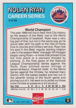 1992 Donruss Coca-Cola Nolan Ryan #3 Nolan Ryan