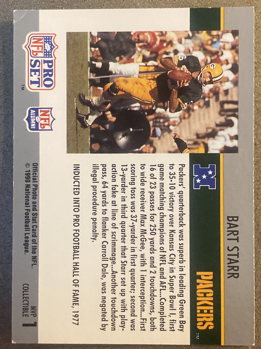 1990 Pro Set #1 Bart Starr Super Bowl MVP Collectibles