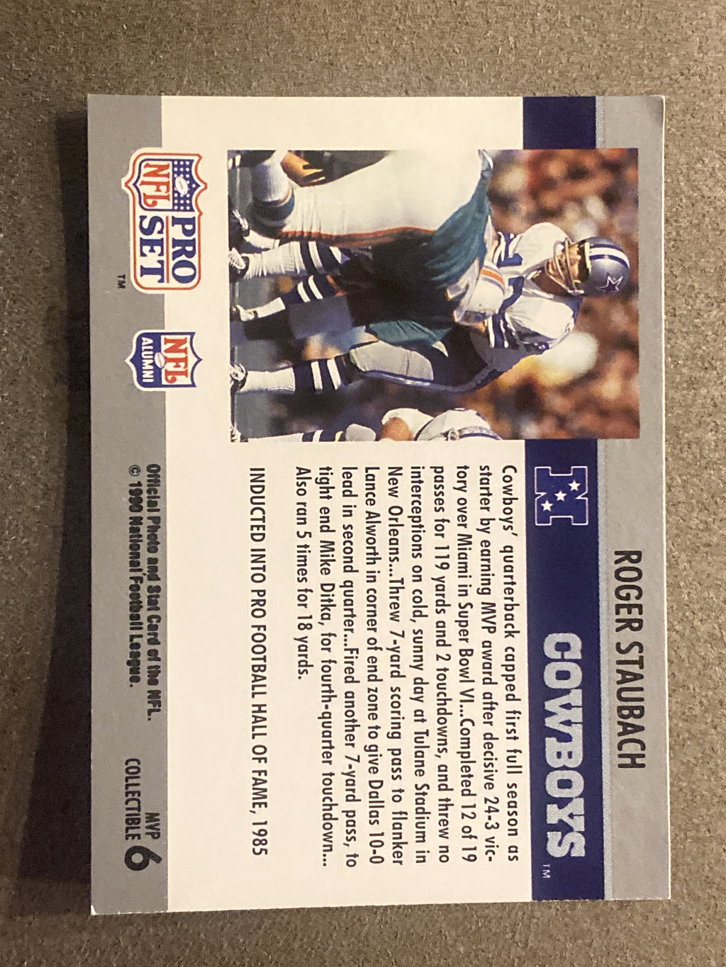 1990 Pro Set #6 Roger Staubach Super Bowl MVP Collectibles