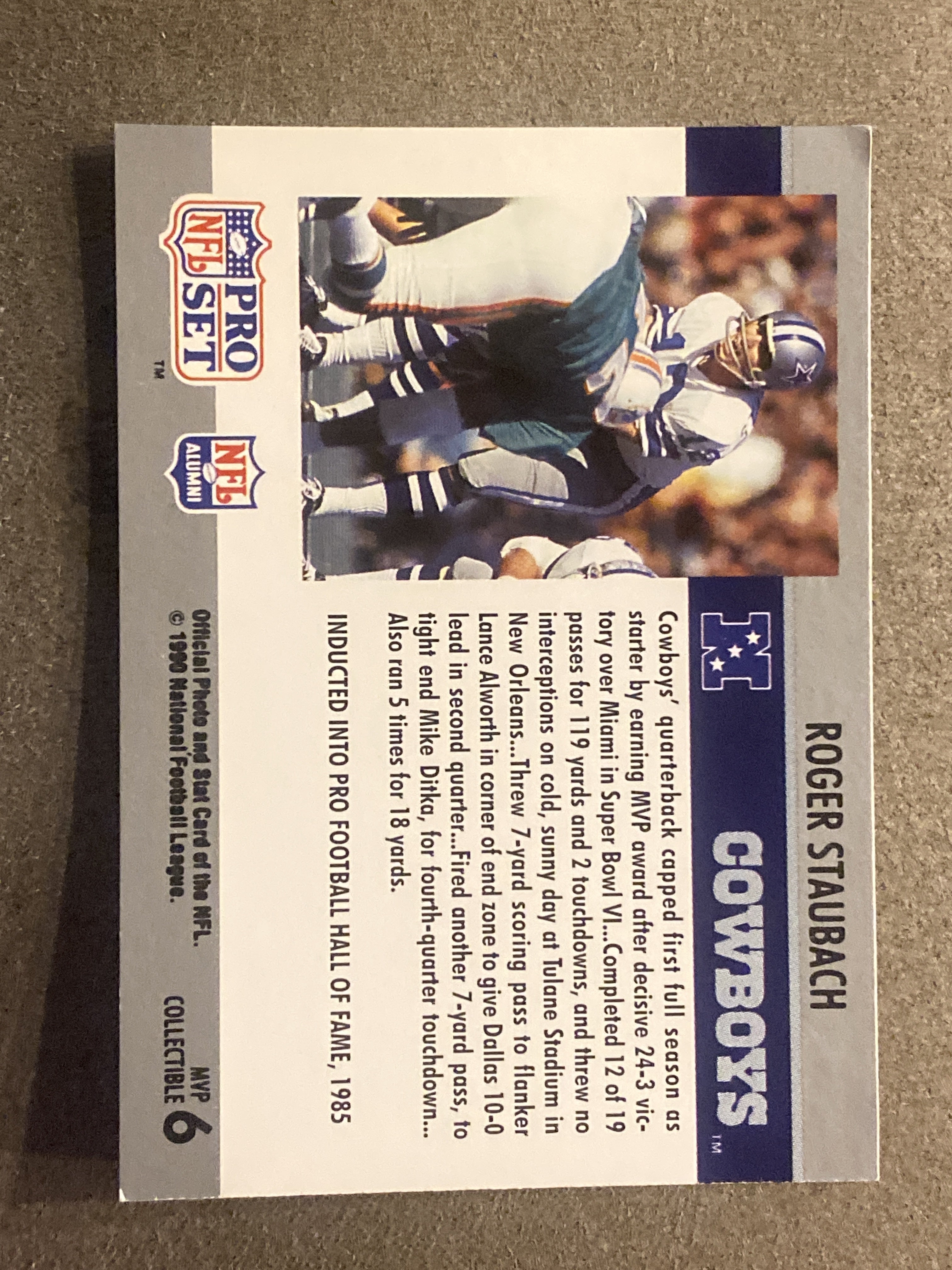 1990 Pro Set #6 Roger Staubach Super Bowl MVP Collectibles