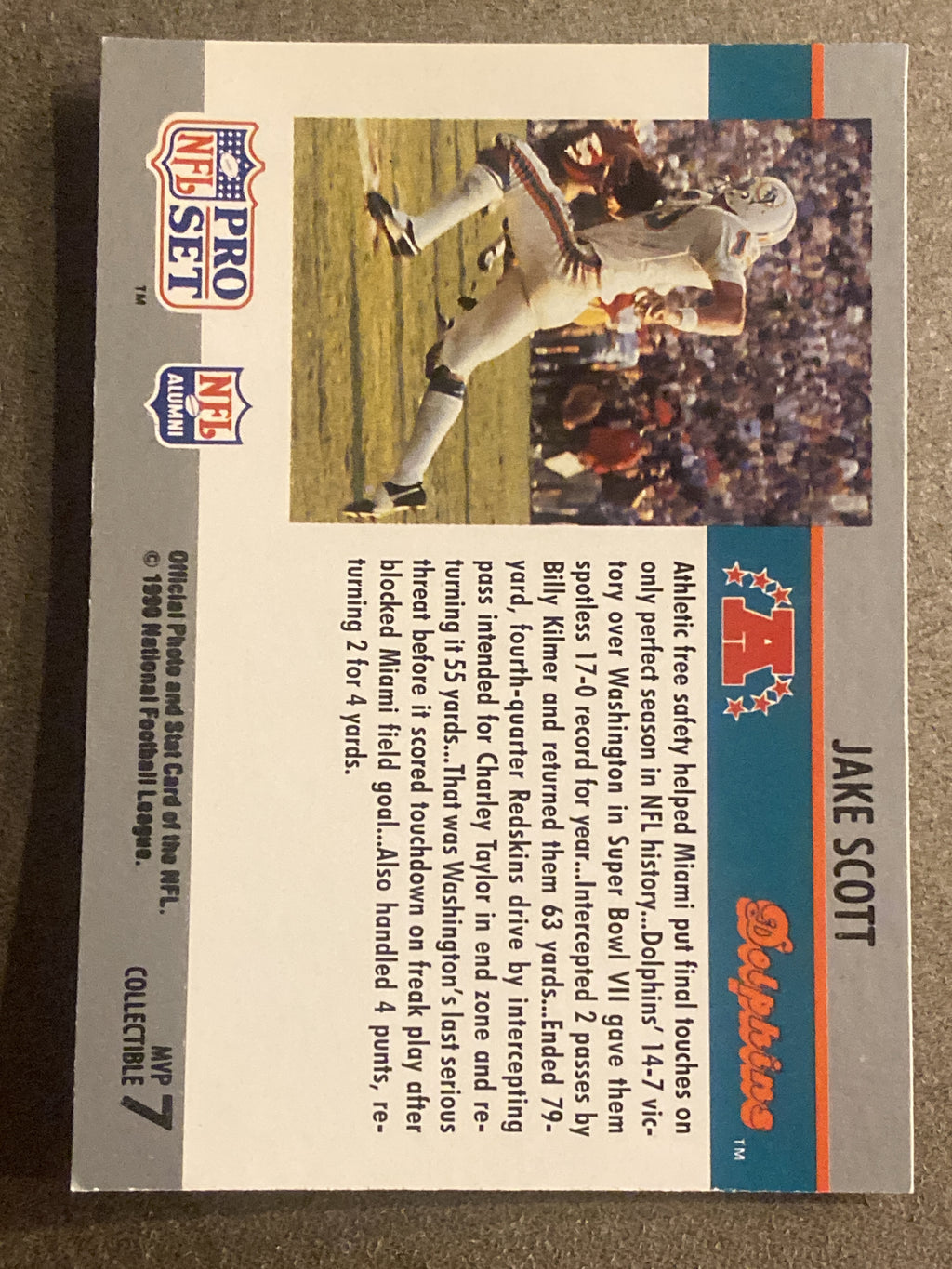 1990 Pro Set #7 Jake Scott Super Bowl MVP Collectibles