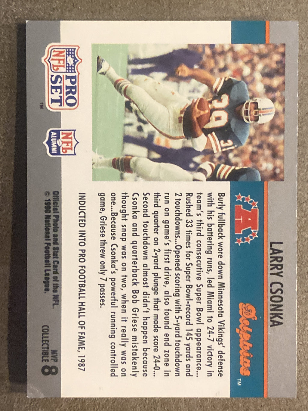 1990 Pro Set #8 Larry Csonka Super Bowl MVP Collectibles