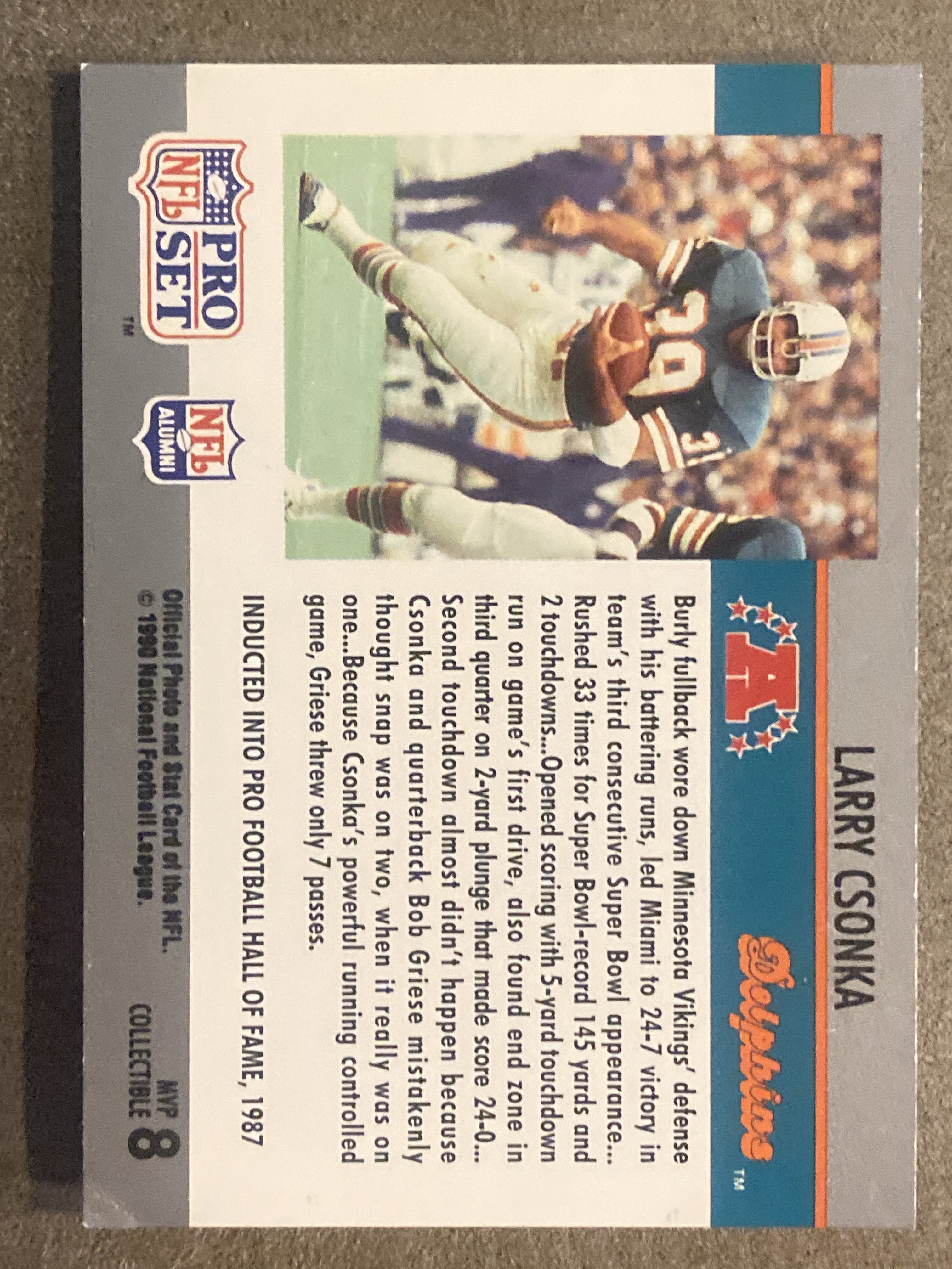 1990 Pro Set #8 Larry Csonka Super Bowl MVP Collectibles