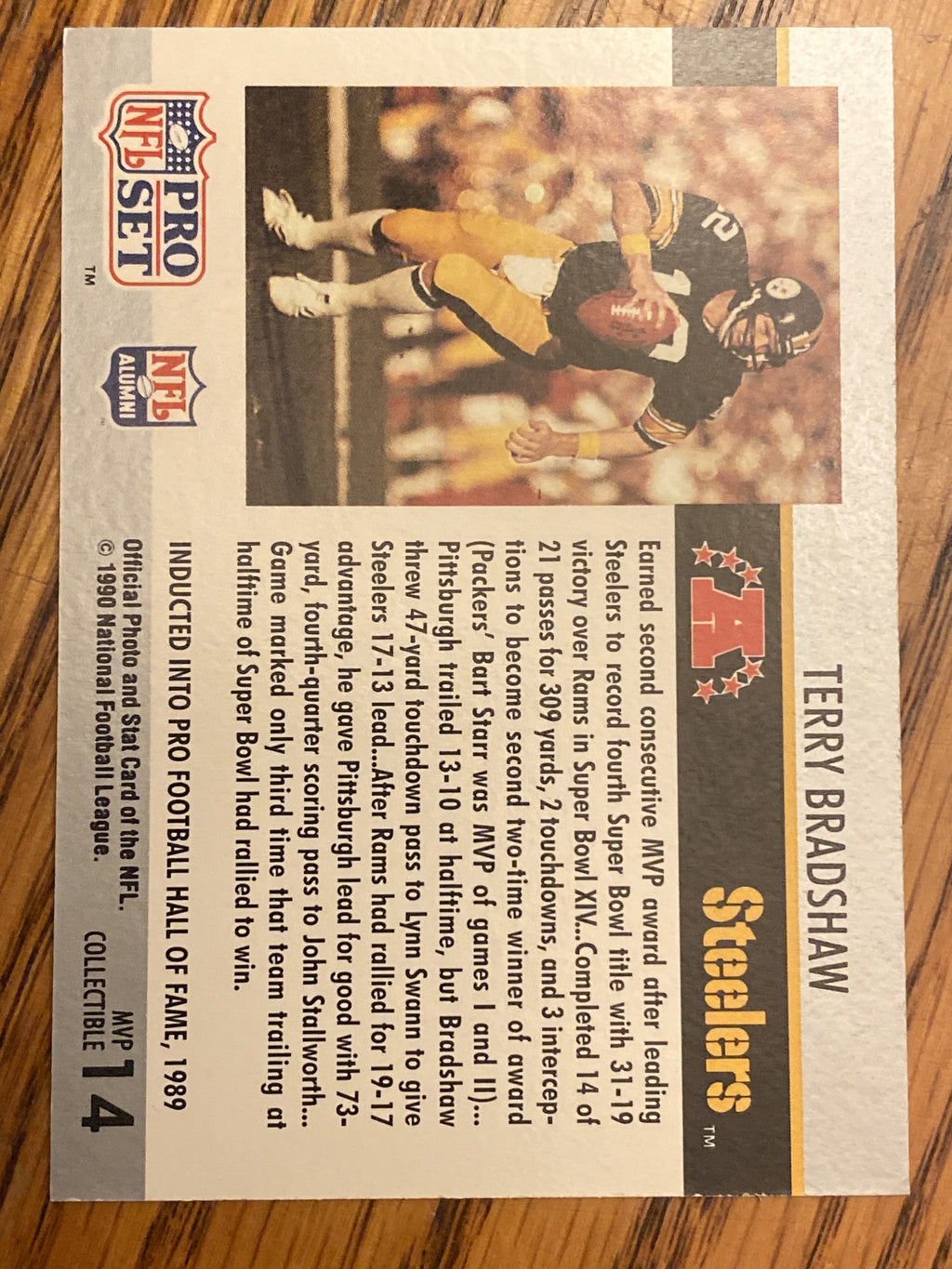 1990 Pro Set #14 Terry Bradshaw Super Bowl MVP Collectibles