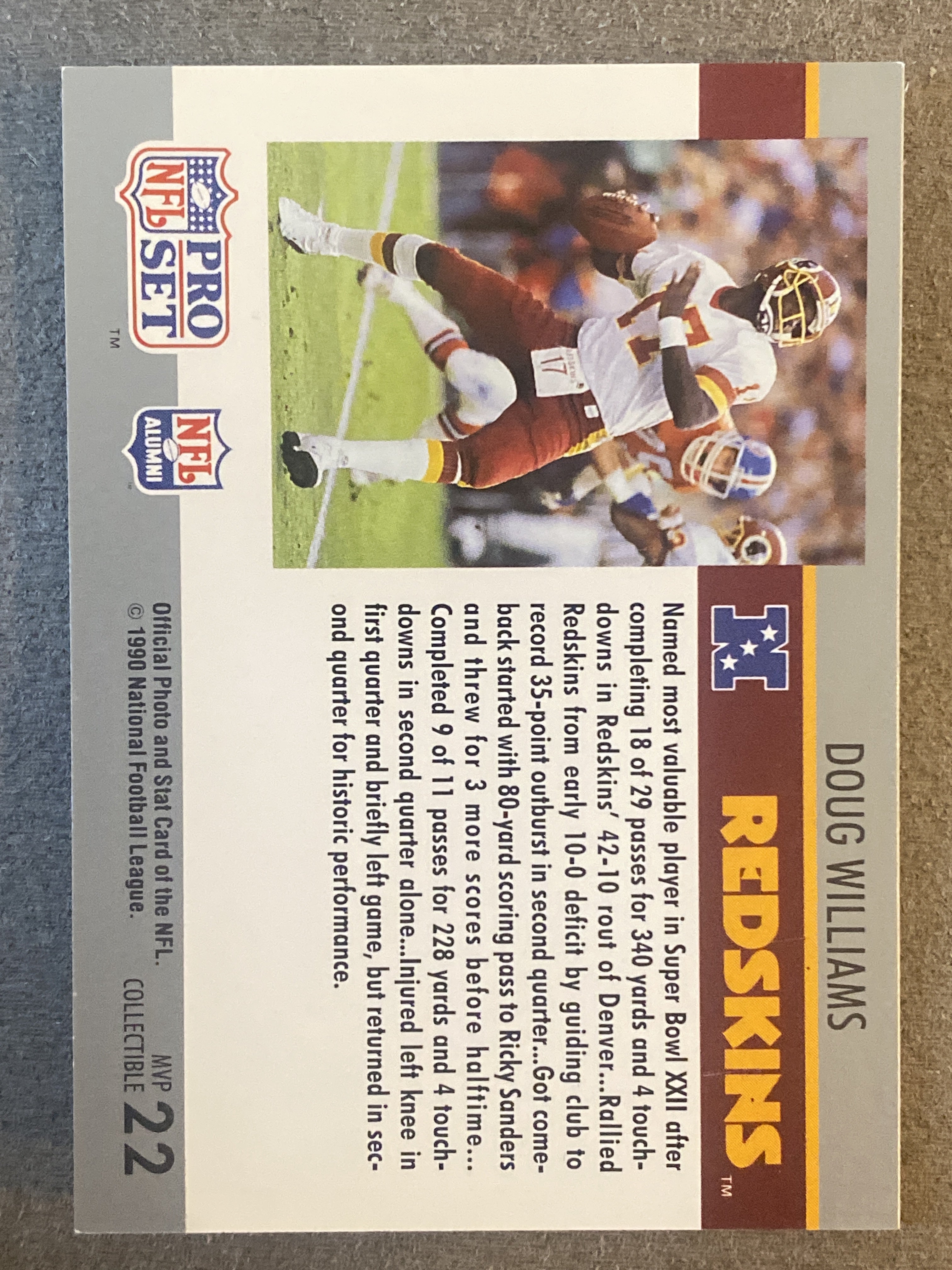 1990 Pro Set #22 Doug Williams Super Bowl MVP Collectibles