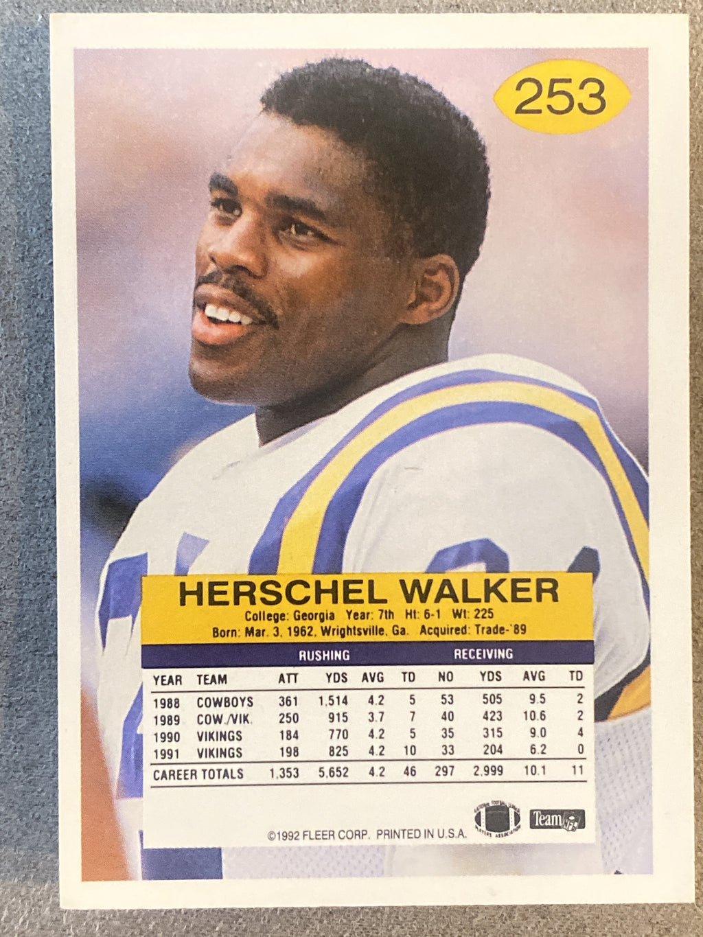 1992 Fleer #253 Herschel Walker
