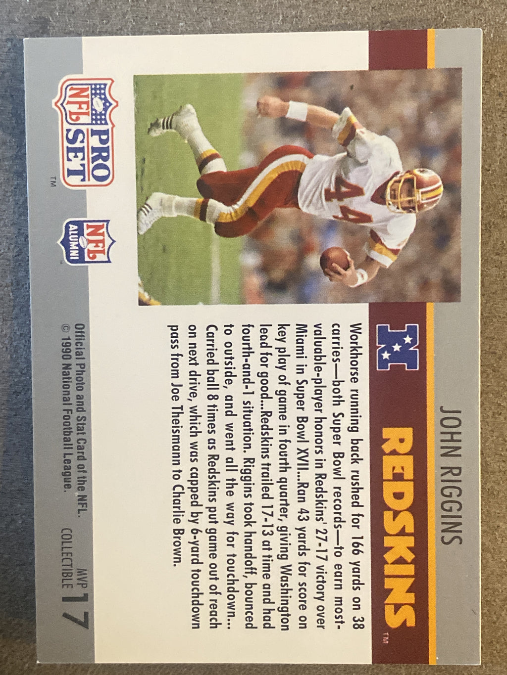1990 Pro Set #17 John Riggins Super Bowl MVP Collectibles