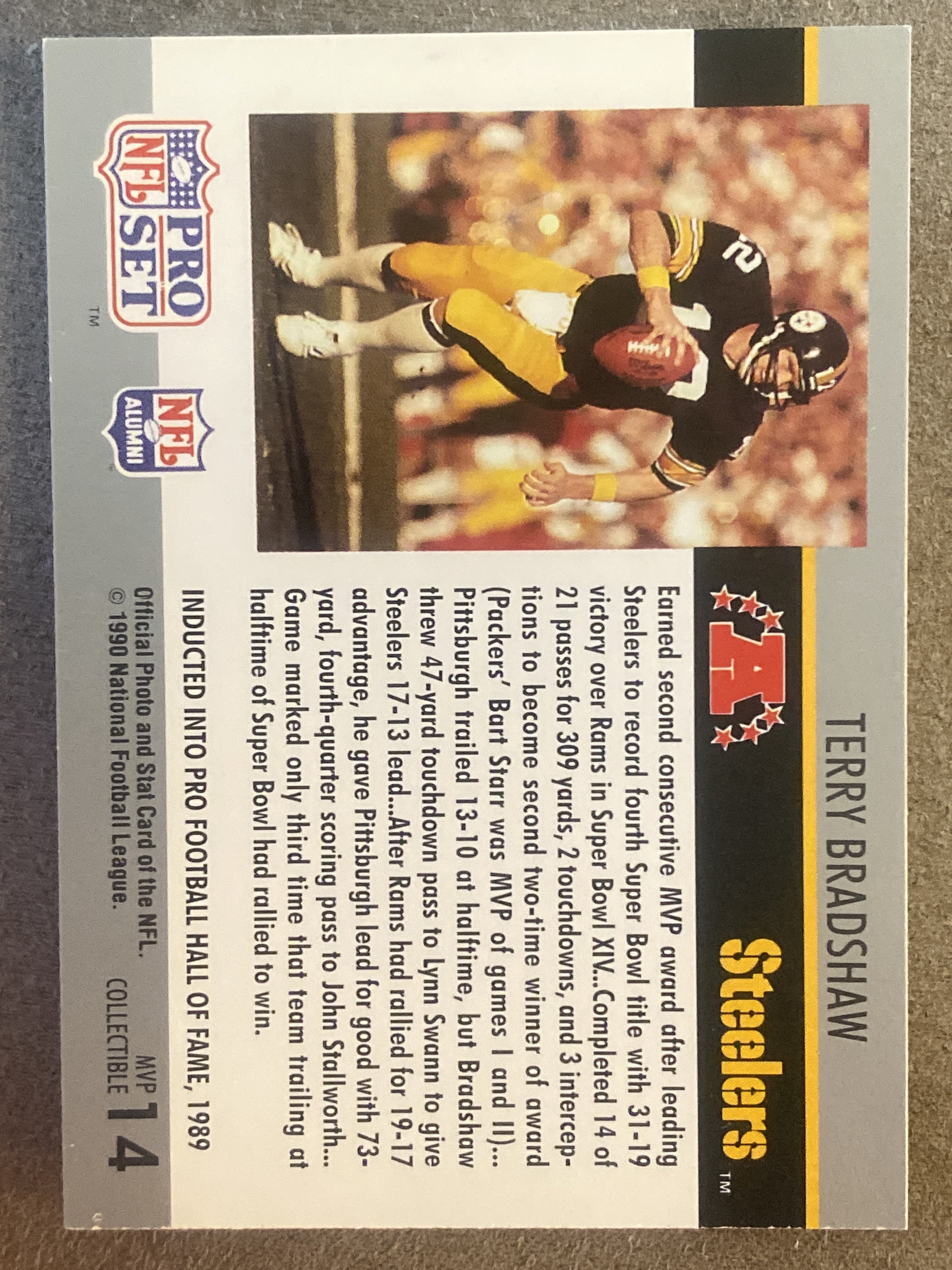 1990 Pro Set #14 Terry Bradshaw Super Bowl MVP Collectibles