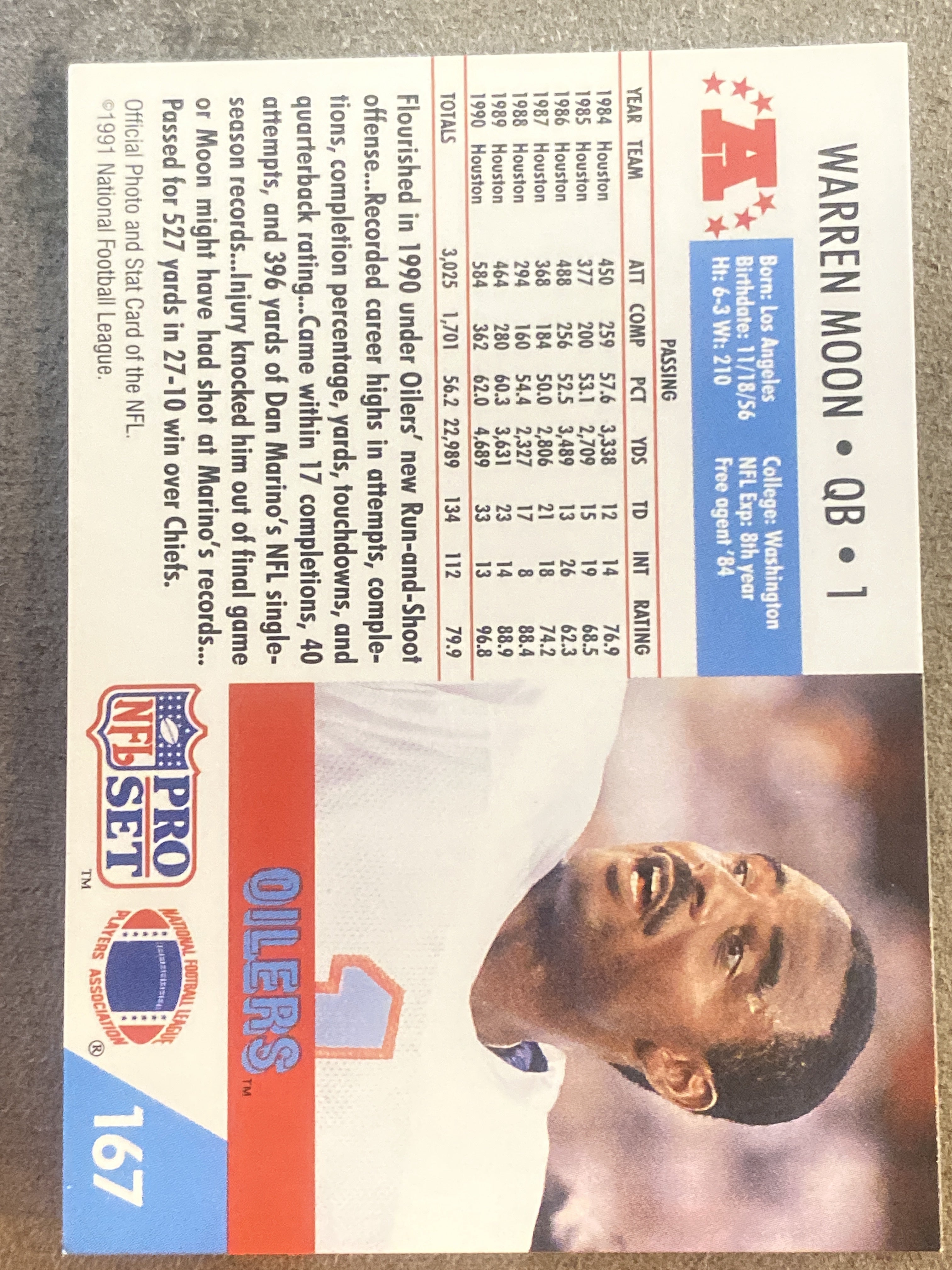 1991 Pro Set #167 Warren Moon