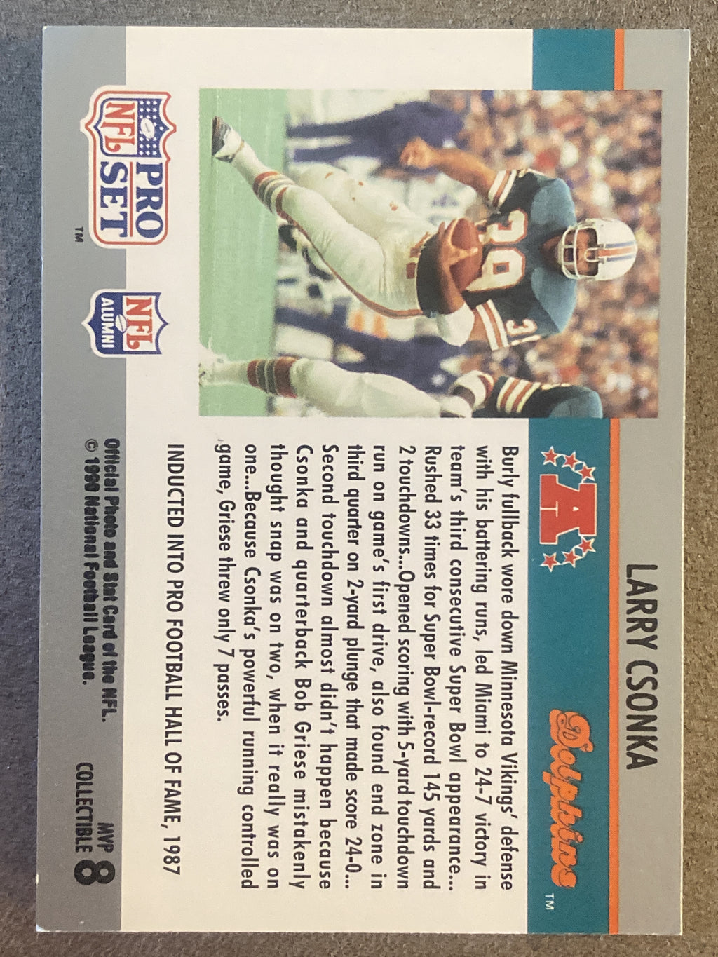 1990 Pro Set #8 Larry Csonka Super Bowl MVP Collectibles