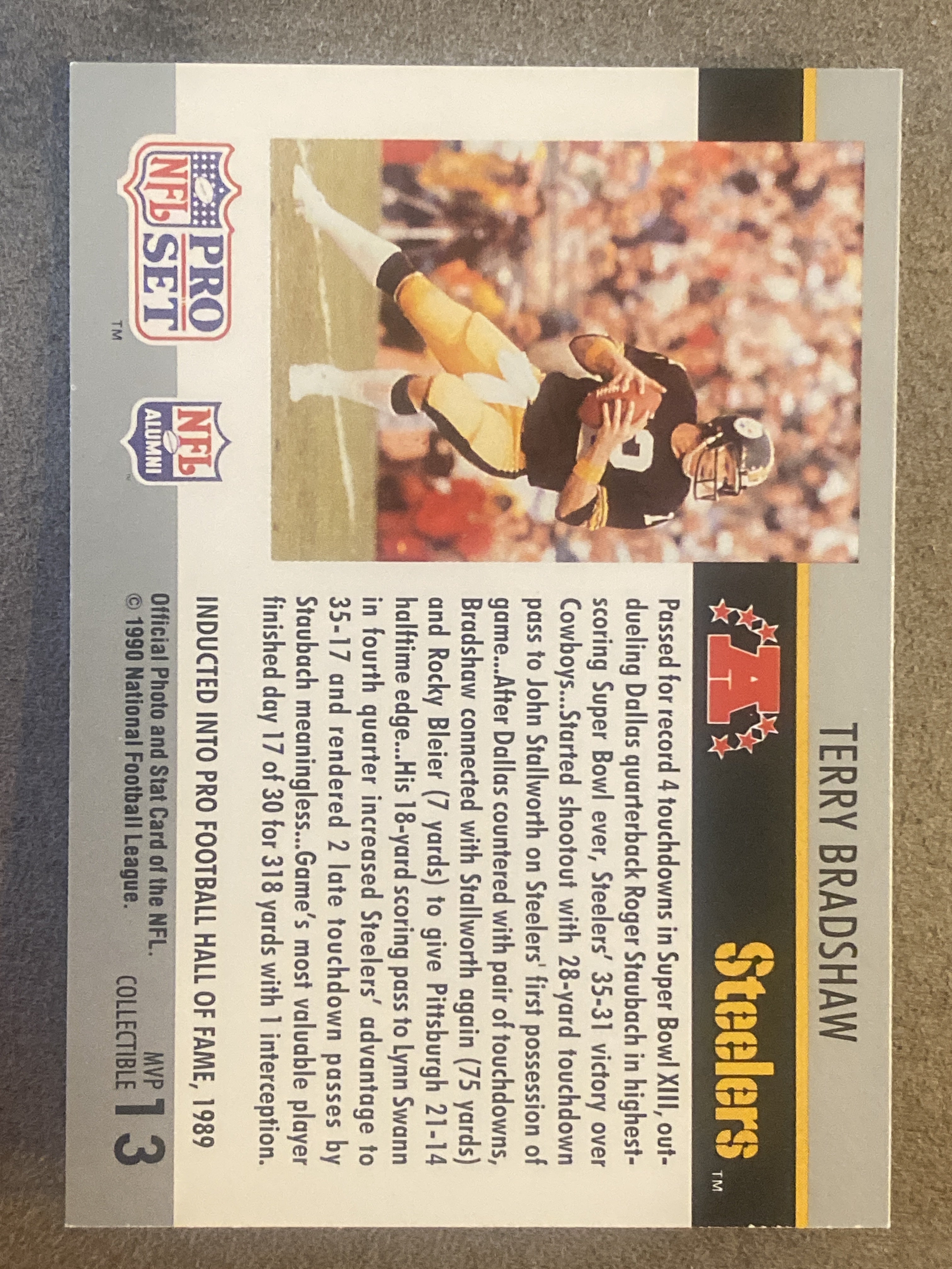 1990 Pro Set #13 Terry Bradshaw Super Bowl MVP Collectibles