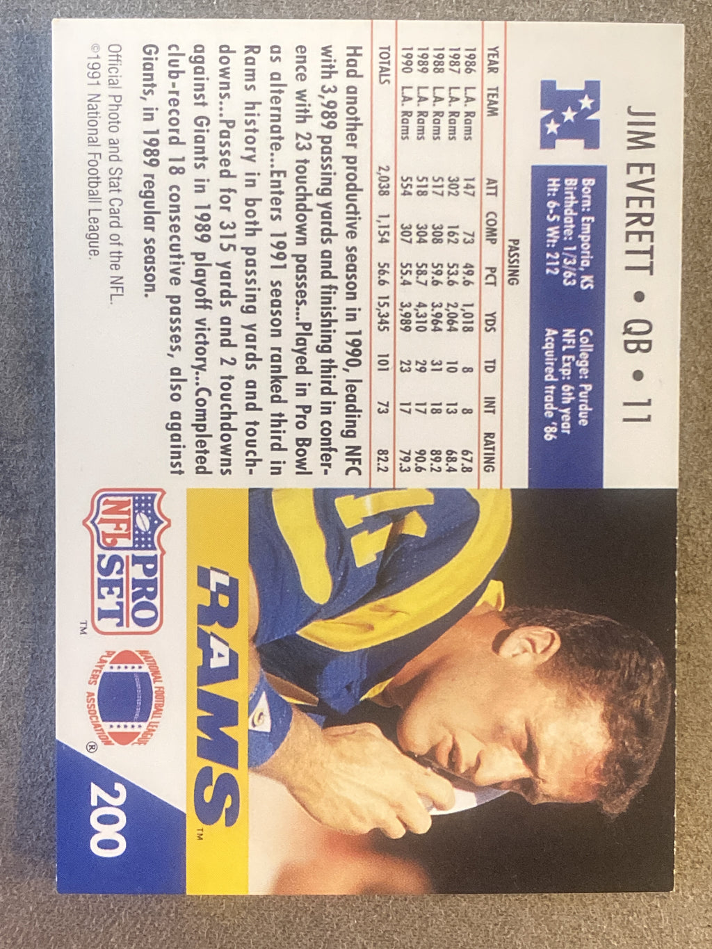 1991 Pro Set #200 Jim Everett
