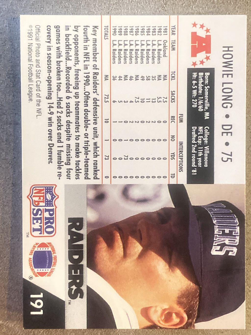 1991 Pro Set #191 Howie Long