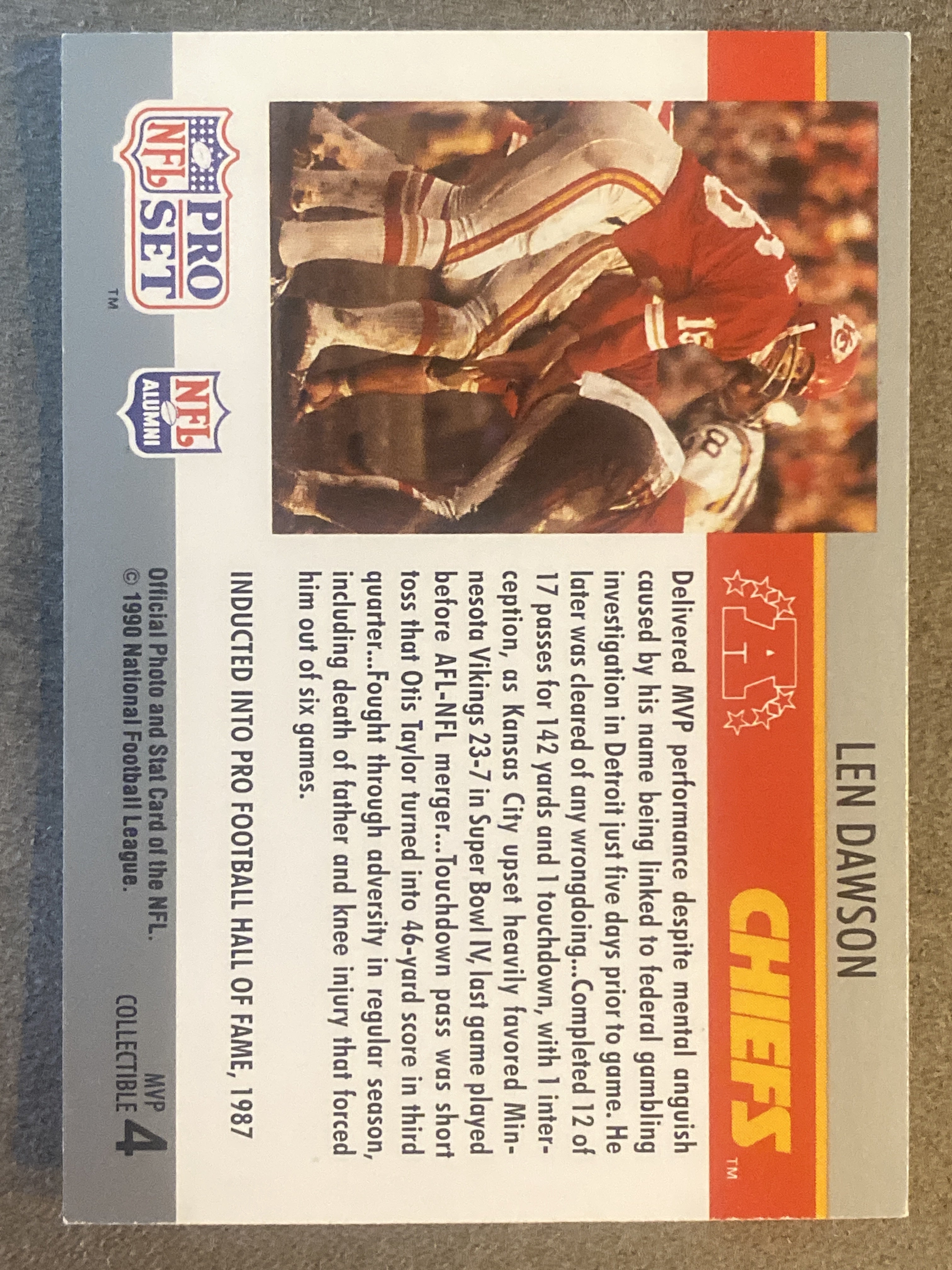 1990 Pro Set #4 Len Dawson Super Bowl MVP Collectibles