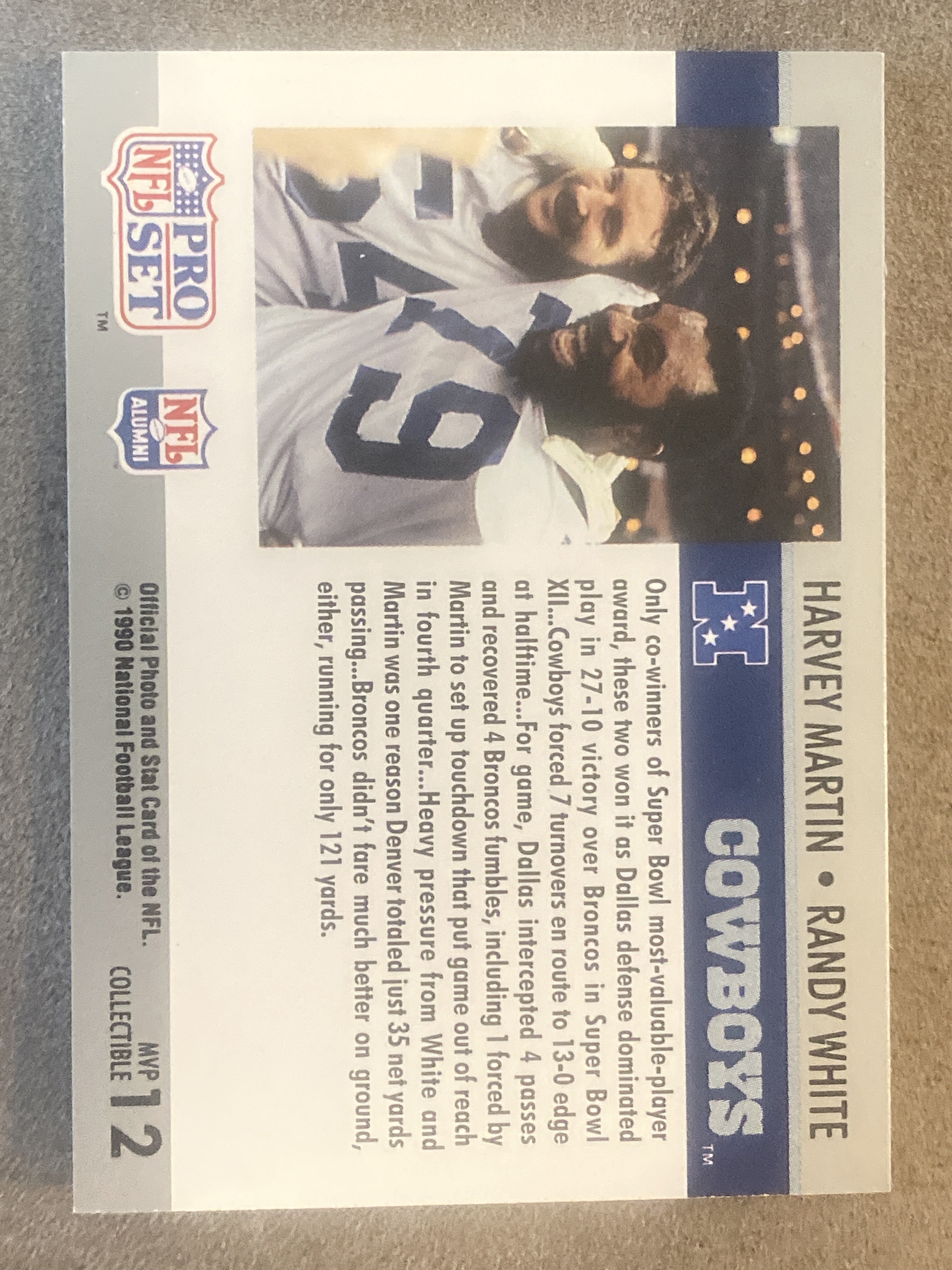 1990 Pro Set #12 Harvey Martin / Randy White SBXII, Super Bowl MVP Collectibles