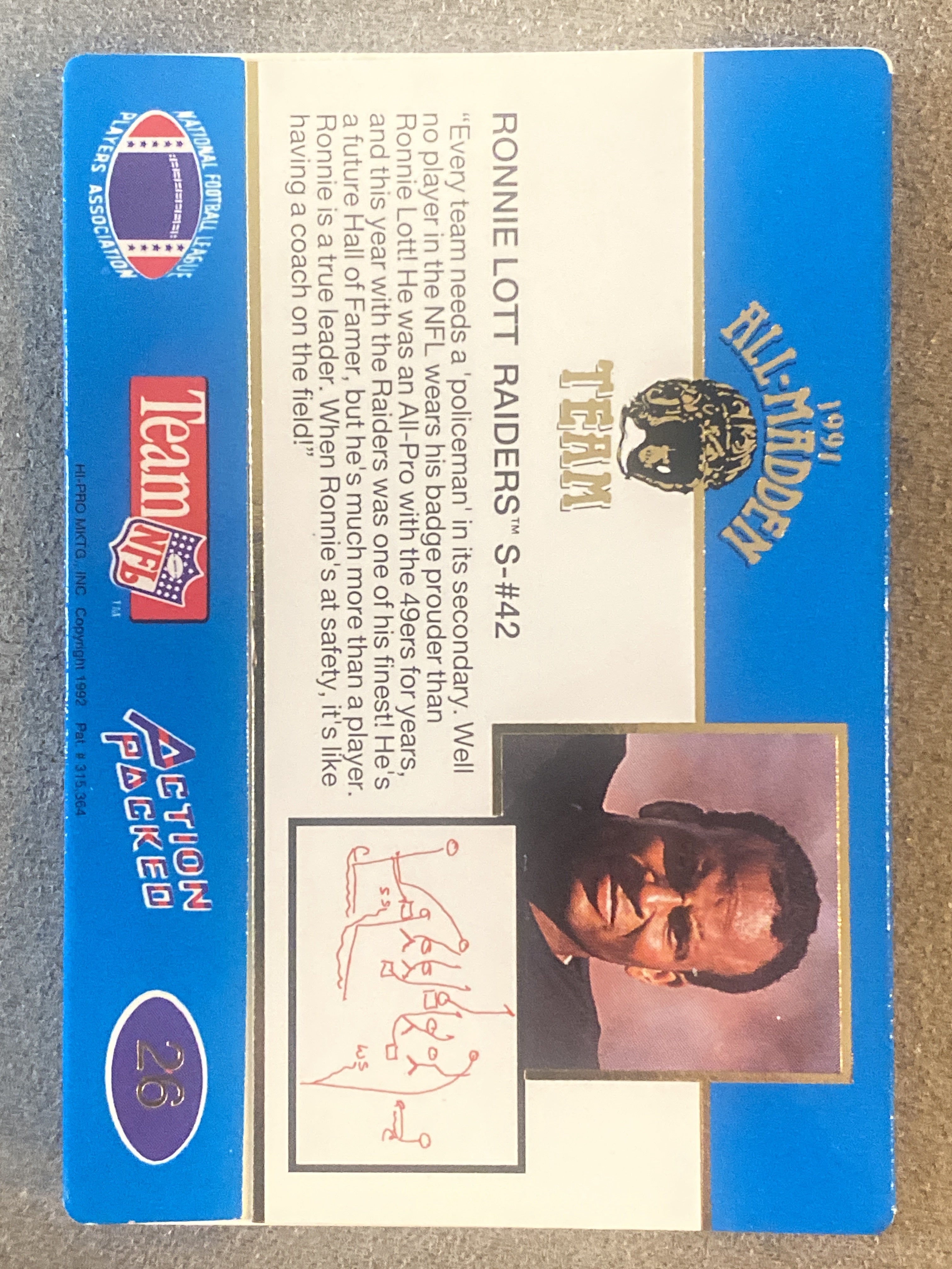 1991 Action Packed All-Madden #26 Ronnie Lott