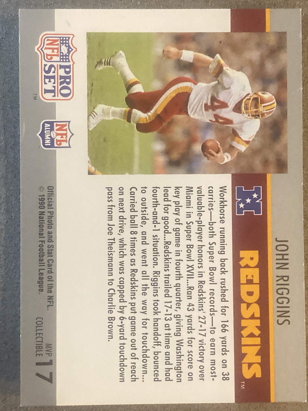 1990 Pro Set #17 John Riggins Super Bowl MVP Collectibles