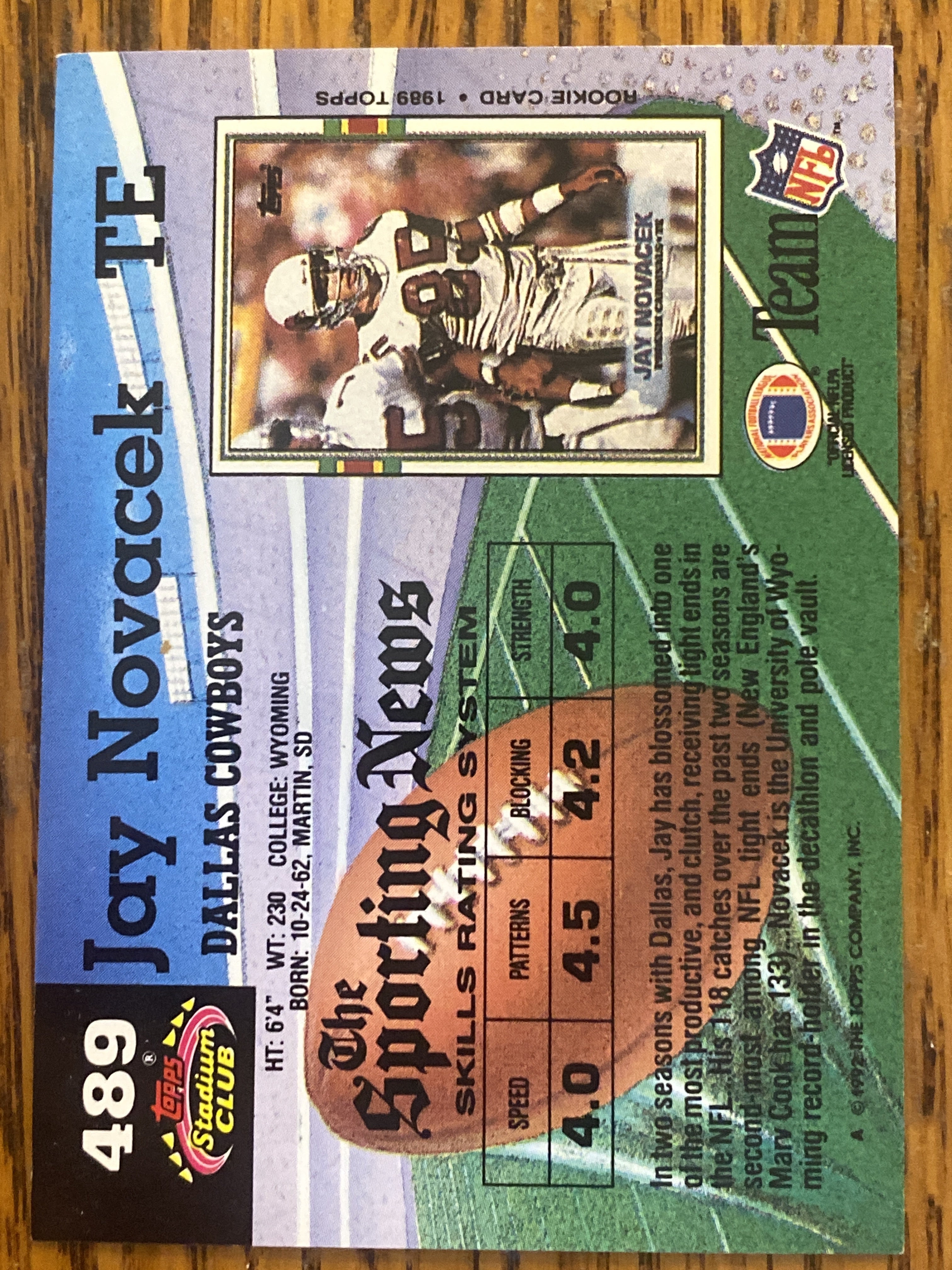 1992 Stadium Club #489 Jay Novacek