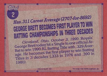 1991 Topps #2 George Brett