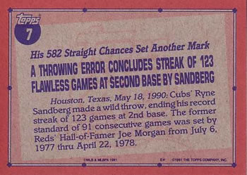 1991 Topps #7 Ryne Sandberg