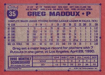 1991 Topps #35 Greg Maddux