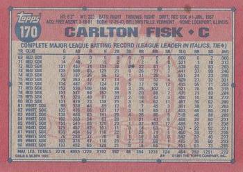 1991 Topps #170 Carlton Fisk