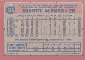 1991 Topps #315 Roberto Alomar