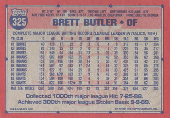 1991 Topps #325 Brett Butler