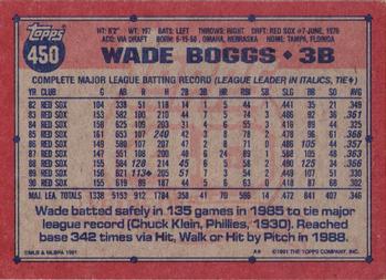 1991 Topps #450 Wade Boggs