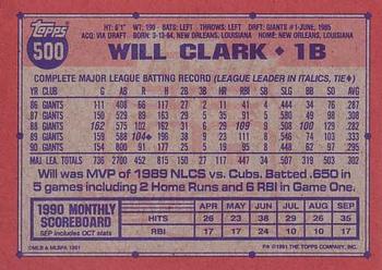 1991 Topps #500 Will Clark