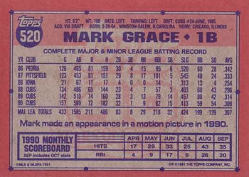 1991 Topps #520 Mark Grace